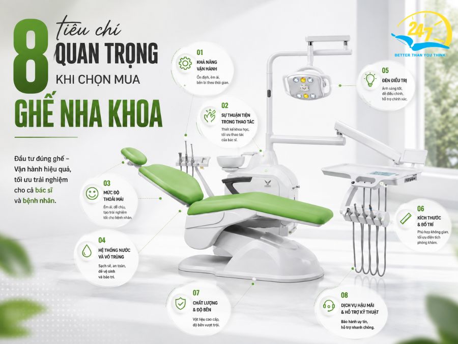 8 tiêu chí quan trọng khi chọn ghế nha khoa